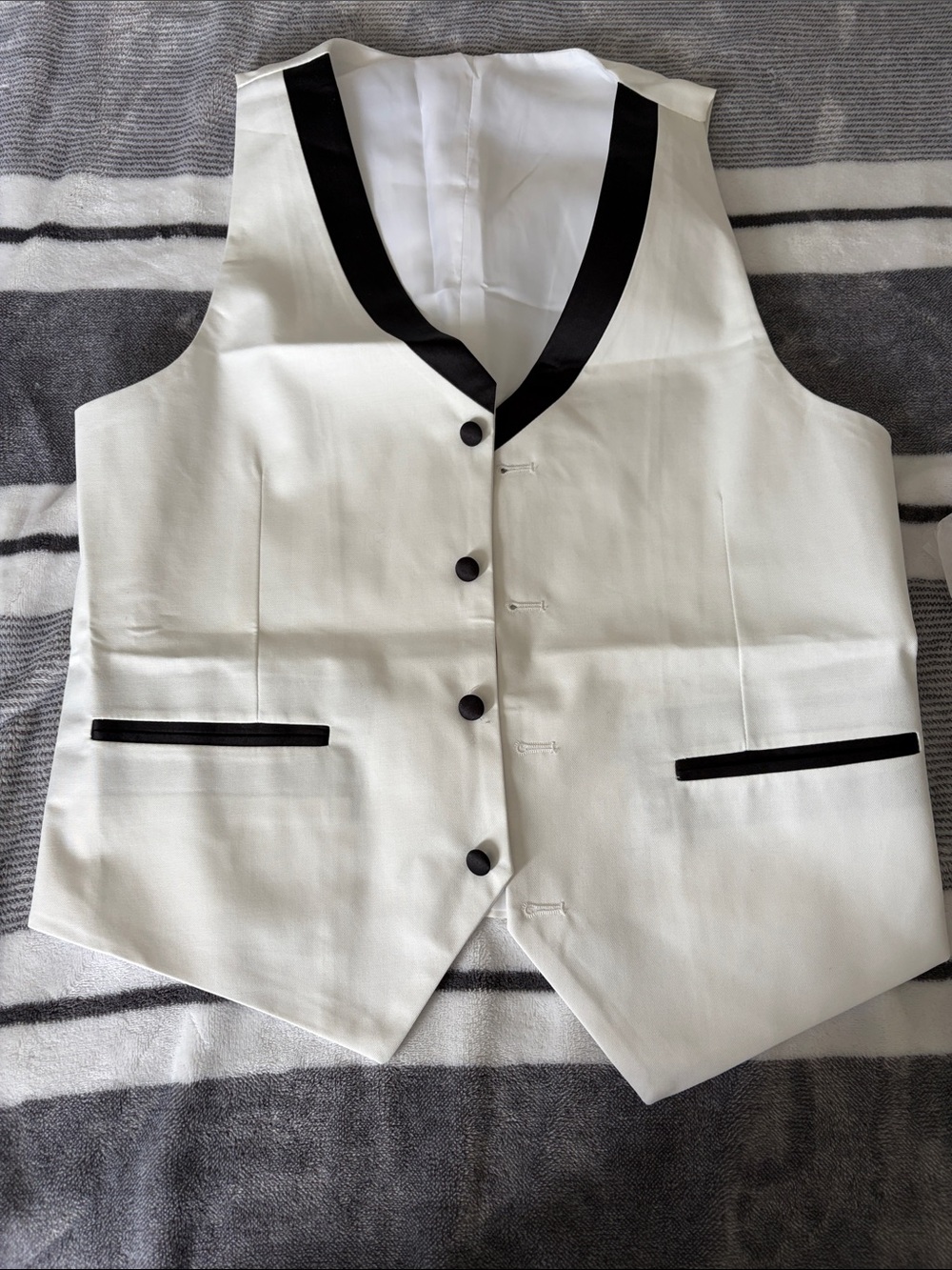 Classic White Men's Vest with Black Trim
